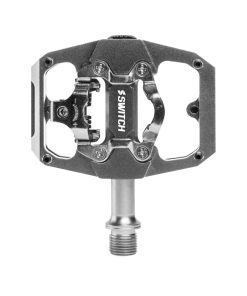 Pedale Gravel - VTT Plate Switch Automatique Ou Standard Alu Cnc Gris 85 X 70 mm (Compatible Shimano SPD) (Paire)
