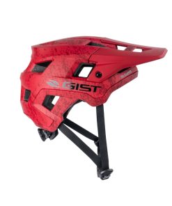 Casque Velo Adulte Gist VTT Scrub Rouge In-Mold Taille 56-62 Reglage Molette Fermeture Boucle Magnetique