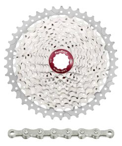 Cassette et Chaine (Pack) 11V. Sunrace Ms8 11-46 VTT Pour Shimano Metallic Argent et Chaine Cn11A 126 Maillons (Livre En Boite) (11-13-15-18-21-24-28-32-36-40-46) (2 Blocs + Pignons)