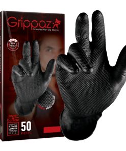 Gants Atelier Nitrile Ecailles de Poisson Resistant Aux Produits Chimiques, Aux Huiles, A L'Essence Noir T11 (Xxl) (Boite de 50)