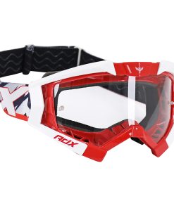 Masque-Lunettes Cross Adx Mx Rouge-Blanc Ecran Transparent Anti-Rayures (Homologue En1938) (+ Livre Avec Ecran Miroir)