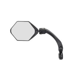 Retroviseur Velo Gauche Coolride Tete Hexagonale Rotative, Orientable A 180° Miroir Xxl Noir (Fixation Collier)