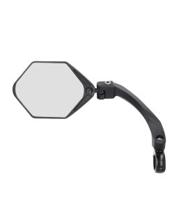 Retroviseur Velo Gauche Coolride Tete Hexagonale Rotative, Orientable A 180° Miroir Xxl Noir (Fixation Collier)