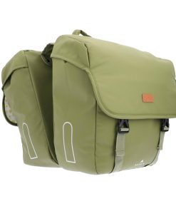 Sacoche Arriere Velo Double Hapo.G 2X13,5L Kaki (35X34X13Cm) - Fixation Sangles Reglables et Velcros Sur Porte Bagage
