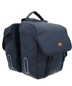 Sacoche Arriere Velo Double Hapo.G 2X13,5L Bleu (35X34X13Cm) - Fixation Sangles Reglables et Velcros Sur Porte Bagage