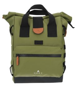 Sacoche Arriere Velo Hapo.G Roll-Top Kaki Medium Convertible Sac A Dos (53X26X16Cm) (Vendu A L'Unite) - Fixation Crochets Sur Porte Bagage