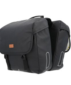Sacoche Arriere Velo Double Hapo.G 2X13,5L Noir (35X34X13Cm) - Fixation Sangles Reglables et Velcros Sur Porte Bagage