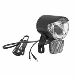 Eclairage Velo A Dynamo Herrmans Mr4 100 Lumens Noir Avant (Livre Avec Patte Sur Fourche) 6V-2.4W - (Vendu En Vrac Pour Atelier)