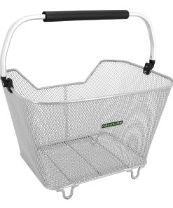Panier Arriere Fil Acier Racktime Bask It 23L Deluxe Argent Avec Anse Sur Porte Bagage (45X30X33 Cm) Sans Platine - Compatible Systeme Racktime Snapit et Snapit 2.0 (Charge Max 10Kg)