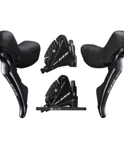 Frein A Disque Route Hydraulique Shimano 105 Avant et Arriere 11V. R7020 Double Noir (Levier-Manette Avec Etrier Br-R7070+Durite Assemble 1000mm Avant et 1700mm Arriere) (Montage Atelier)