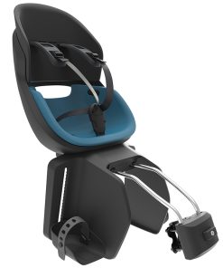 Porte Bebe-Siege Enfant Arriere Prodigee Icon A Fixer Sur Cadre Noir Coussin Bleu Avec Serrure (Jusqu'A 22 Kg Max) (Homologue Ce En 14344)