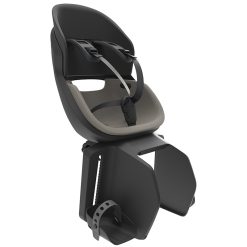 Porte Bebe-Siege Enfant Arriere Prodigee Icon A Fixer Sur Porte Bagage Fixation Etau Noir Coussin Gris Avec Serrure (Jusqu'A 22 Kg Max) (Homologue Ce En 14344)
