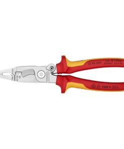 Pince Multifonction Pro Knipex Compact Chrome Pour Installation Electrique Poignee Isolee Certifiees Vde (6 Fonctions) (13 96 200) -Made In Germany -