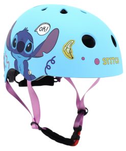 Casque Velo Enfant Disney Stitch Bleu Avec Molette Reglage Taille 52-56 (Vendu Sur Carte)