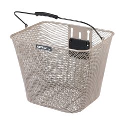 Panier Avant Acier Nid Abeille Basil Bilbao Beige Amovible Avec Poignee (22X26X28 Cm) -Vendu Avec Adaptateur Klick Fix