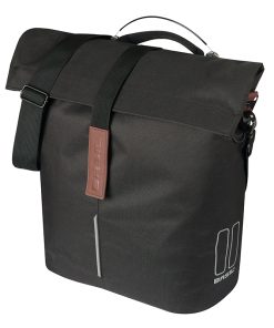 Sacoche Arriere Velo Laterale Sac Bandouliere Basil City Shopper Noir Droit-Gauche 14-16L Fixation Mik Studs Pour Porte Bagage