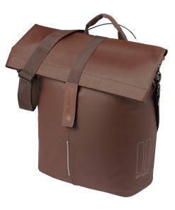 Sacoche Arriere Velo Laterale Sac Bandouliere Basil City Shopper Marron Droit-Gauche 14-16L Fixation Mik Studs Pour Porte Bagage