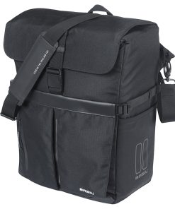 Sacoche Arriere Velo Laterale Sac Bandouliere Basil Move Commuter Noir Droit-Gauche 15L Fixation Mik Hooks Pour Porte Bagage