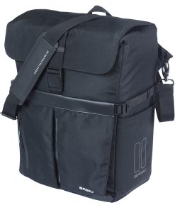 Sacoche Arriere Velo Laterale Sac Bandouliere Basil Move Commuter Noir Droit-Gauche 15L Fixation Mik Studs Pour Porte Bagage