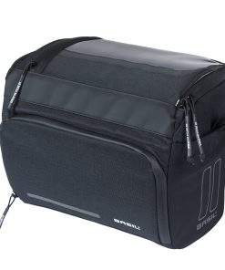 Sacoche de Cintre Guidon-Guidon Velo Basil Sport 7-8L Noir Graphite Fixation Clip Compatible Basil et Klickfix (28X20X20Cm) (Fixation Klick Fix Non Inclus)