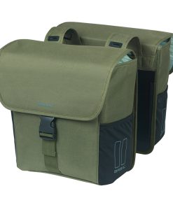 Sacoche Arriere Velo Double Basil Go Vert Fonce 32L Fixation Hooks On Pour Porte Bagage Compatible Systeme Mik (Fixation Non Inclus)