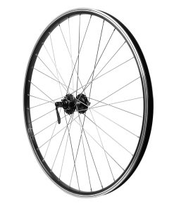 Roue VTC Disque - Patin Blocage 700 X 35 - 28" M260 Avant Noir Renforce Moyeu Shimano M475 6 Trous Noir Jante 19C 32 Rayons Inox - Poids Max 130 Kg-