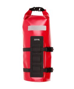 Sacoche de Fourche Velo Zefal Z Adventure Dry Bag Rouge Etanche Fixation Sangles Auto-Agrippantes - Clips (Lg28.5Cm - 4Litres) Charge Maxi 2.5Kgs (Support Fixation Non Inclus Ref: 199763)