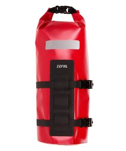 Sacoche de Fourche Velo Zefal Z Adventure Dry Bag Rouge Etanche Fixation Sangles Auto-Agrippantes - Clips (Lg36,5Cmxd15 - 6Litres) Charge Maxi 2.5Kgs (Support Fixation Non Inclus Ref: 199763)