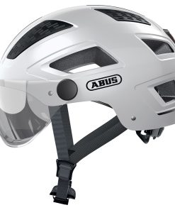 Casque Velo Adulte Abus Urbain Hyban 2.0 Ace Blanc Polaire Eclairage Integre Taille M (52-58Cm) Reglage Molette