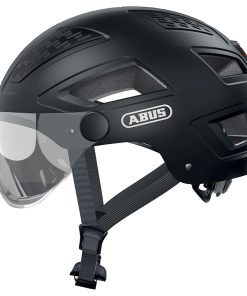 Casque Velo Adulte Abus Urbain Hyban 2.0 Ace Velours Noir Eclairage Integre Taille M (52-58Cm) Reglage Molette