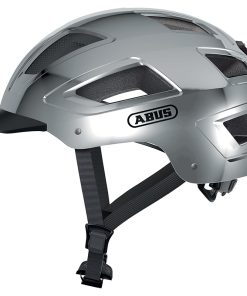 Casque Velo Adulte Abus Urbain Hyban 2.0 Chrome Eclairage Integre Taille L (56-61Cm) Reglage Molette