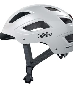 Casque Velo Adulte Abus Urbain Hyban 2.0 Blanc Polaire Eclairage Integre Taille M (52-58Cm) Reglage Molette