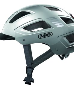 Casque Velo Adulte Abus Urbain Hyban 2.0 Argent Eclairage Integre Taille M (52-58Cm) Reglage Molette