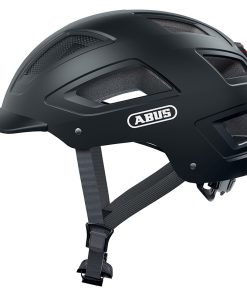 Casque Velo Adulte Abus Urbain Hyban 2.0 Velours Noir Eclairage Integre Taille M (52-58Cm) Reglage Molette