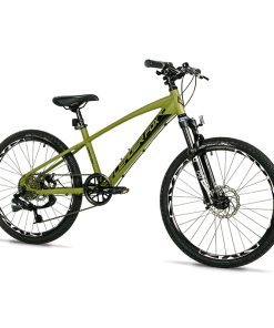 Velo Musculaire VTT 24 Leader Fox Capitan 2025 Garcon Vert Kaki Mat 8V (Taille Enfant 135 À 145 Cm) -Mecanique A Disque-