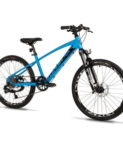 Velo Musculaire VTT 24 Leader Fox Capitan 2025 Garcon Bleu Mat 8V (Taille Enfant 135 À 145 Cm) -Mecanique A Disque-