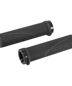 Poignee VTT - City Newton Lock On Rubber Noir L130mm Avec Bouchon (Paire)