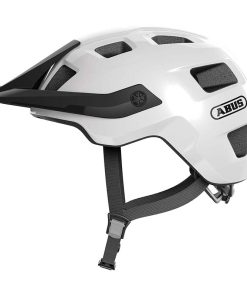 Casque Velo Adulte Abus VTT Motrip Blanc Brillant Taille M (54-58Cm) Reglage Molette