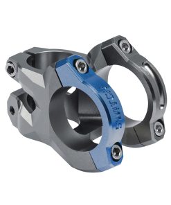 Potence VTT Switch Rocker Alu Cnc Gris-Bleu Cintre Guidon 35mm Dh L 35mm