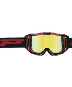 Masque-Lunettes Cross Progrip 3303 Fl Vista Multilayered Noir-Rouge Ecran Miroir Jaune Anti-Rayures-Anti U.V.-Anti-Buee (Homologue Ce-En-N° Ac-96025 Rev.2)