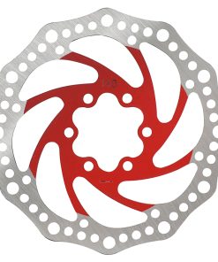 Disque de Frein Trottinette 6 Trous Diam 140mm Argent-Rouge (Waves) -Selection Gravity-