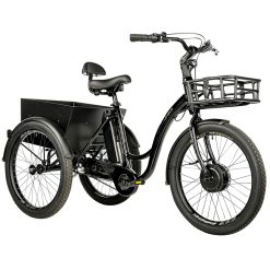 Tricycle Electrique-Vae City Leader Fox 24" Lovelo 2025 Mixte Noir Brillant 3V Shimano Nexus Moteur Roue Av Bafang 36V 45Nm Batterie 16,7Ah (Avec Differentiel)