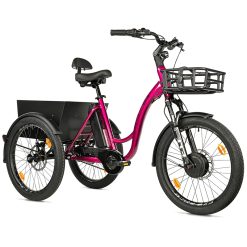 Tricycle Electrique-Vae City Leader Fox 24" Curtis 2025 Mixte Bordeaux Brillant 8V Shimano Nexus Moteur Roue Av Bafang 36V 45Nm Batterie 16,7Ah (Largeur Hors Tout 75Cm, Debattement 100mm)