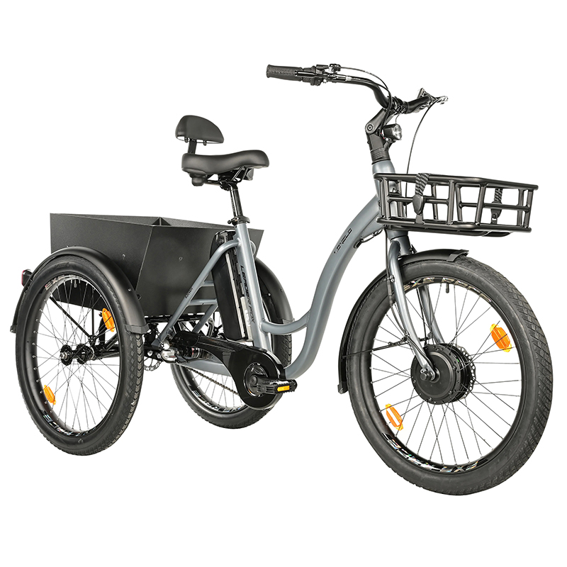 Tricycle Electrique-Vae City Leader Fox 24" Lovelo 2025 Mixte Gris Mat 3V Shimano Nexus Moteur Roue Av Bafang 36V 45Nm Batterie 16,7Ah (Avec Differentiel)