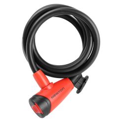 Antivol Velo Spiral A Cle Newton Diam 10 mm L 1.50 M Noir-Rouge (Avec Support + 2 Cles) -Niveau Securite 4-