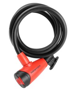 Antivol Velo Spiral A Cle Newton Diam 10 mm L 1.50 M Noir-Rouge (Avec Support + 2 Cles) -Niveau Securite 4-