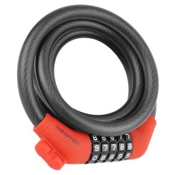 Antivol Velo Spiral A Combinaison Newton Diam 12 mm Long 1.50 M Noir-Rouge (Avec Support) -Niveau Securite 3-
