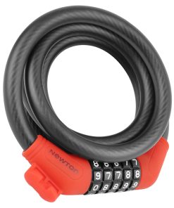 Antivol Velo Spiral A Combinaison Newton Diam 12 mm Long 1.50 M Noir-Rouge (Avec Support) -Niveau Securite 3-