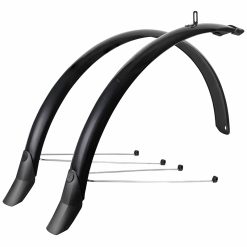 Garde Boue City-VTC Tringles 28'' Eurofender Lampo 58mm Noir (Paire) Avec Fixation Classic Tringles Argent