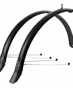 Garde Boue City-VTC Tringles 28'' Eurofender Lampo 58mm Noir (Paire) Avec Fixation Classic Tringles Argent